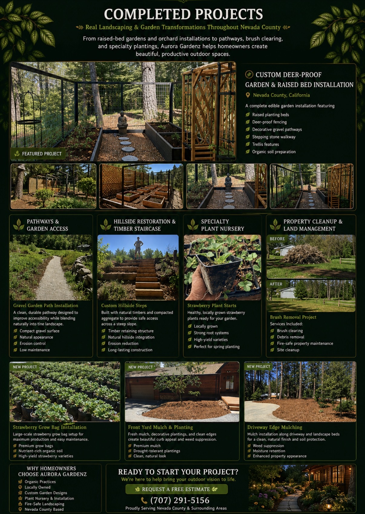 Aurora Gardenz Completed Projects — Real landscaping and garden transformations throughout Nevada County