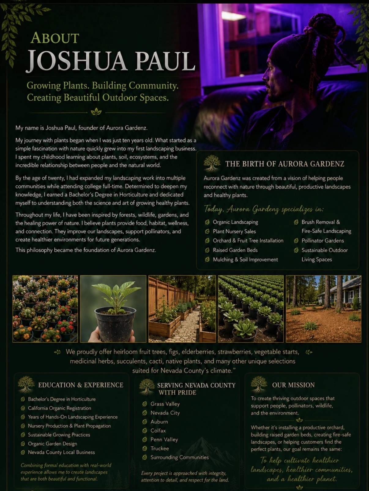 About Joshua Paul — Aurora Gardenz Plant Nursery & Landscaping